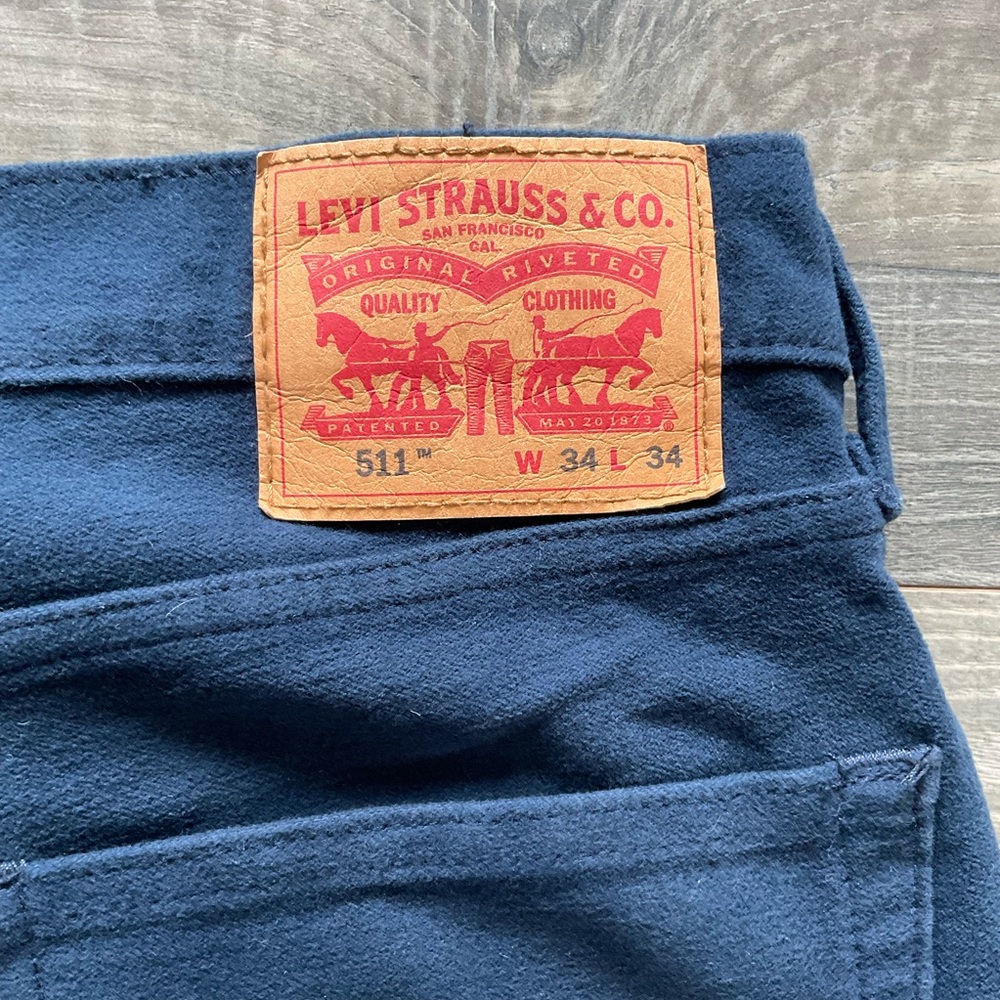 34x34 Levi’s 511 Slim Pants Men’s Blue Soft Brushed Twill White Tab 045111769 - Picture 15 of 15
